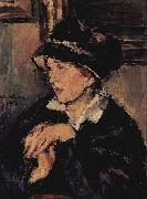 Anton Faistauer Portrat einer Dame mit dunklem Hut oil